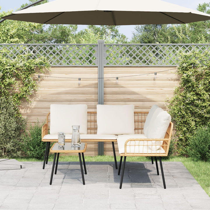 L-formet sofa Natural 231x173x78 cm Poly Rattan