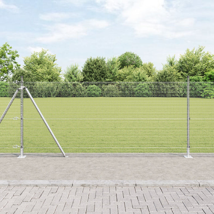 Welded Wire Fence med 7 Flangestolper 0.8x10 m Galvaniseret Stål