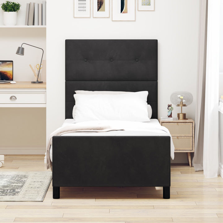 Sengestel Sort 90x190 cm Velour