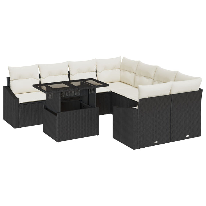 Havemøbel Sæt 9 Delers Beige, Brun Rattan, Polyester, Stål