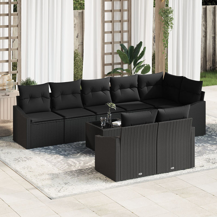 Have Sofa Sæt Sæt af 9 Sort Rattan, Polyester Udendørs Sofa