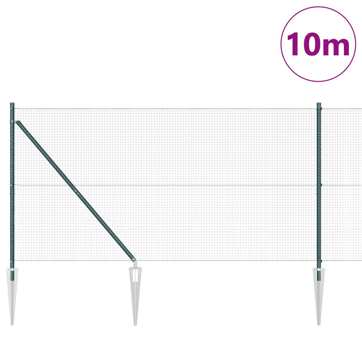 Welded Wire Fence med 7 spike posts Grøn 1.2x10 m Stål
