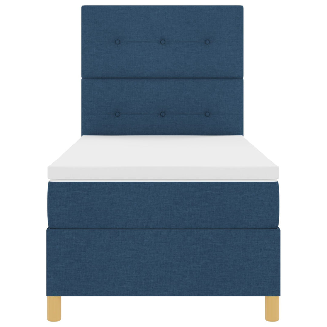 Sengestel med Madras Blå Stof 90 x 200 cm Blå Seng Rektangulær