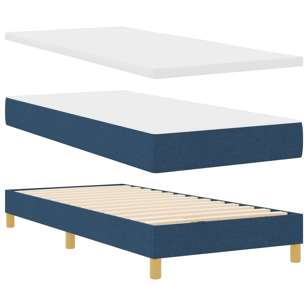 Blå Box Spring Seng med Madras 90x190 cm Stof