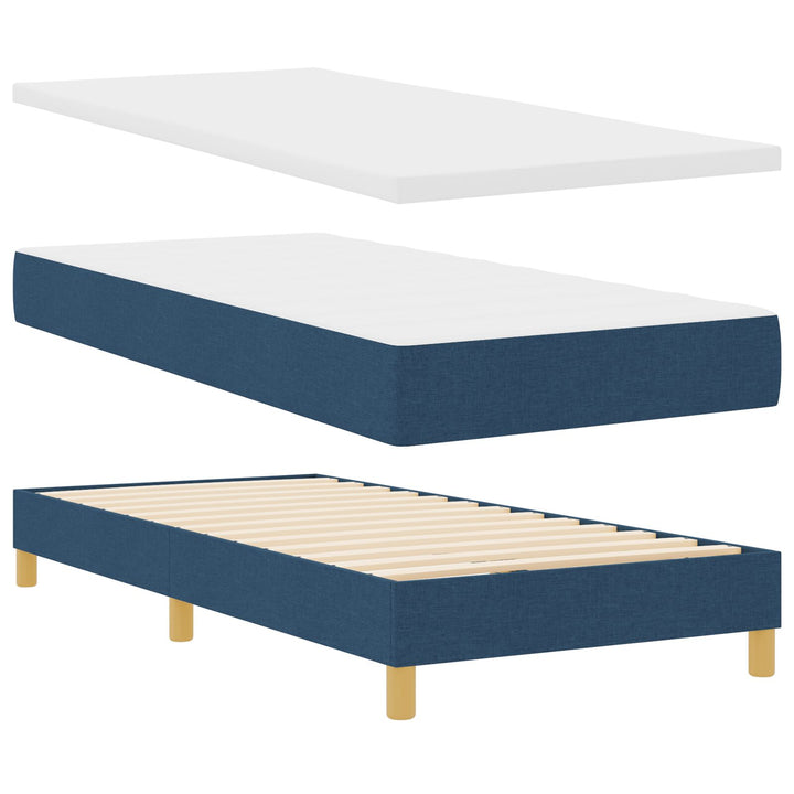 Blå Box Spring Seng med Madras 90x190 cm Stof