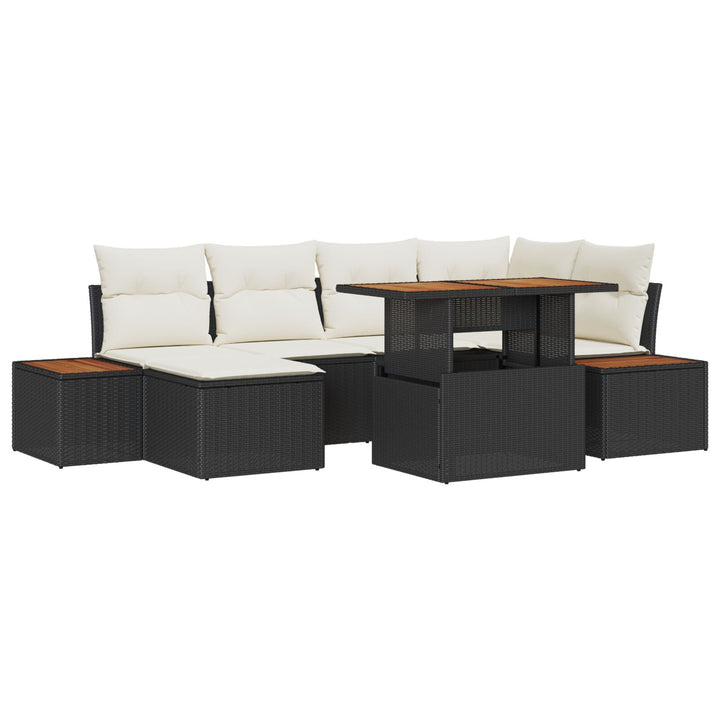 Have Sofa Sæt Sæt af 7 Beige, Sort Polyester, PE Rattan, Stål