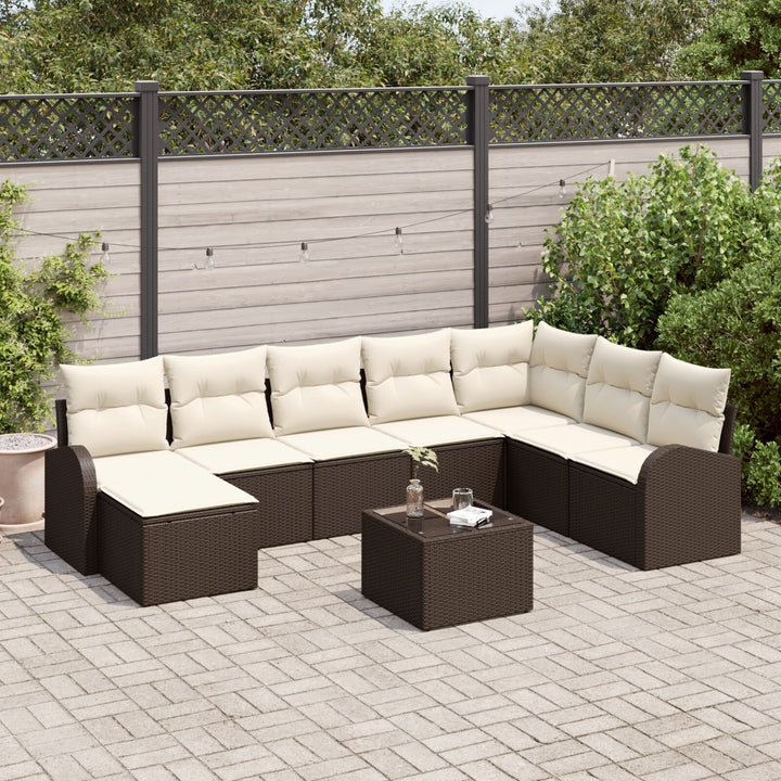 Have Sofa Sæt Sæt af 9 Hvid PE Rattan Have Sofa Sæt Rektangulær