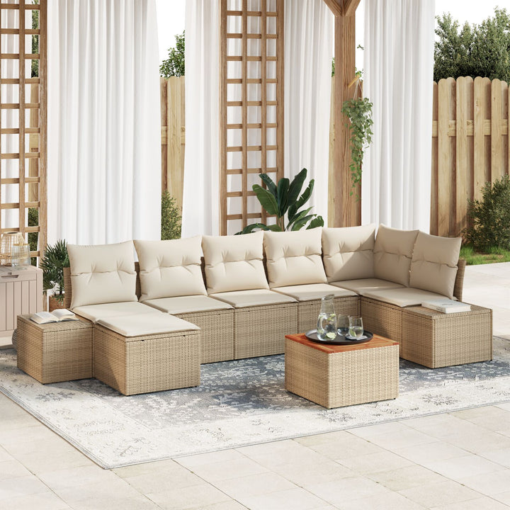 Have Sofa Sæt 8 Stk Beige og Creme Poly Rattan Stor Modulær