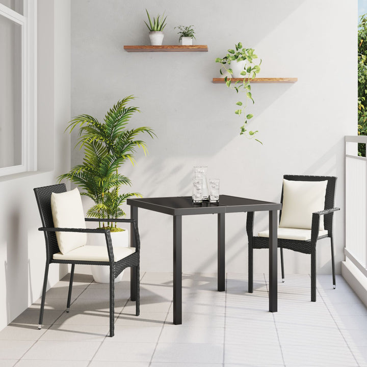 3-delt Have Spisesæt med puder Sort Poly Rattan