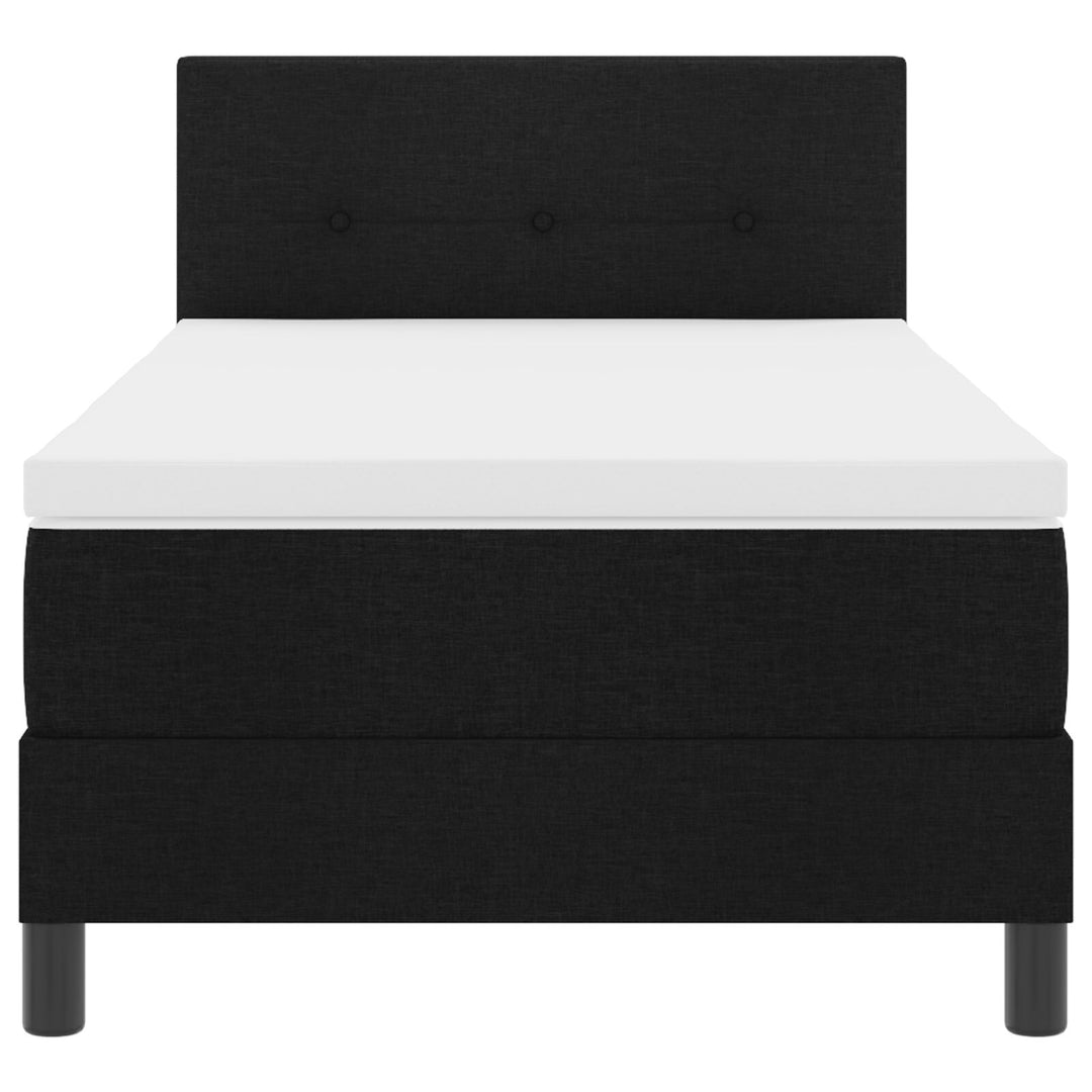 Sengestel med Madras Jet Black, Cool White Stof 100 x 200 cm