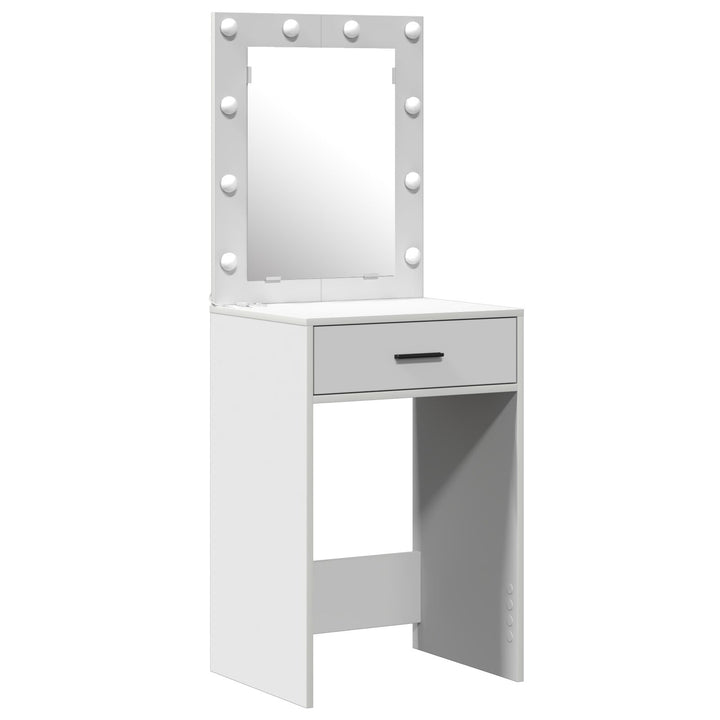 2-delt makeupbord sæt med LED i hvidt træ