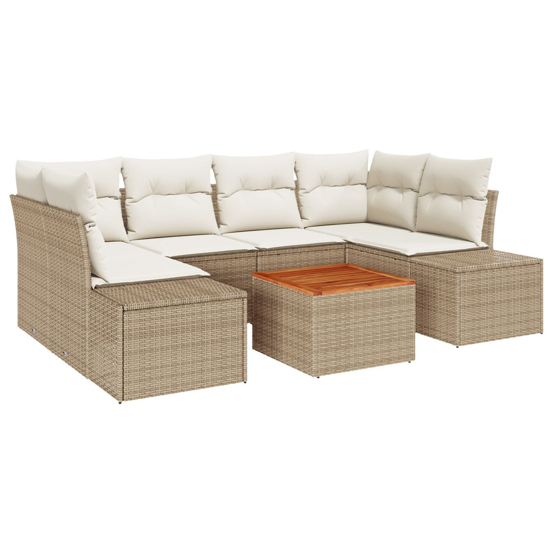 Have Sofa Sæt 7 Del Beige Poly Rattan Udendørs Sofa Sæt Nutidig
