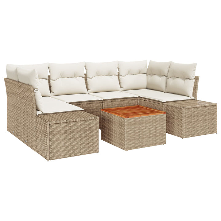 Have Sofa Sæt 7 Del Beige Poly Rattan Udendørs Sofa Sæt Nutidig