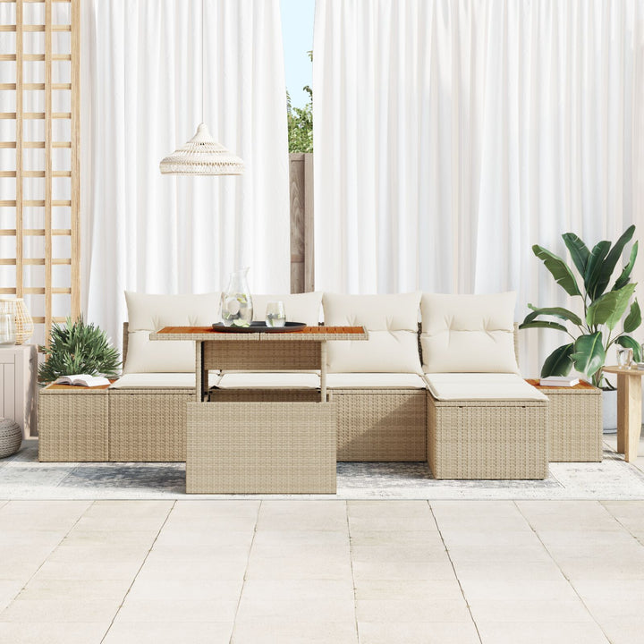 have sofa sæt Sæt med 6 Beige, Cream Poly Rattan, Polyester puder