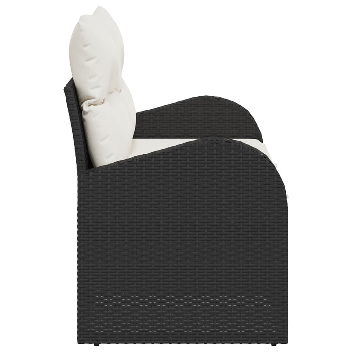 2-personers havestole med puder sort poly-rattan