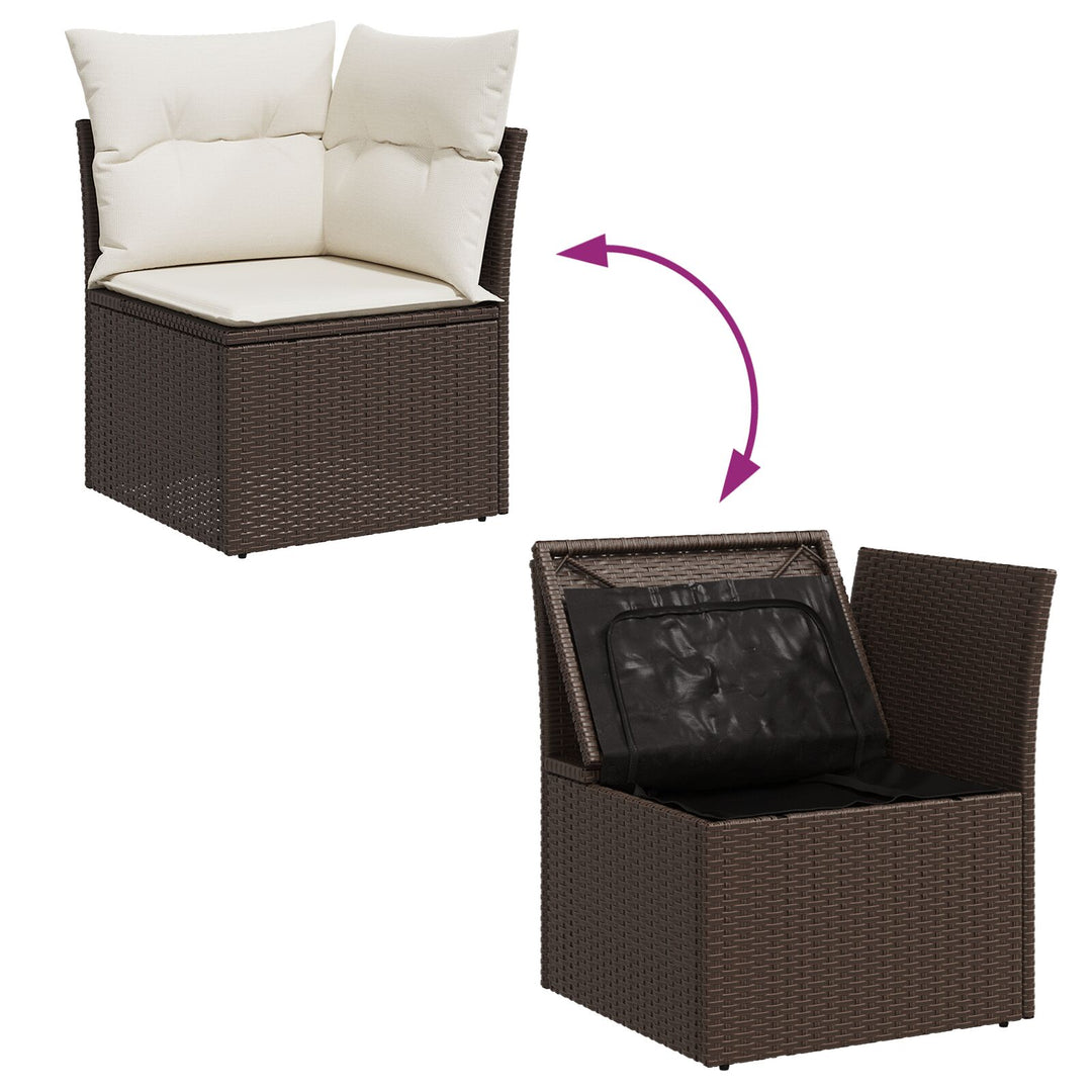 11 delers have sofa sæt med puder brun poly rattan