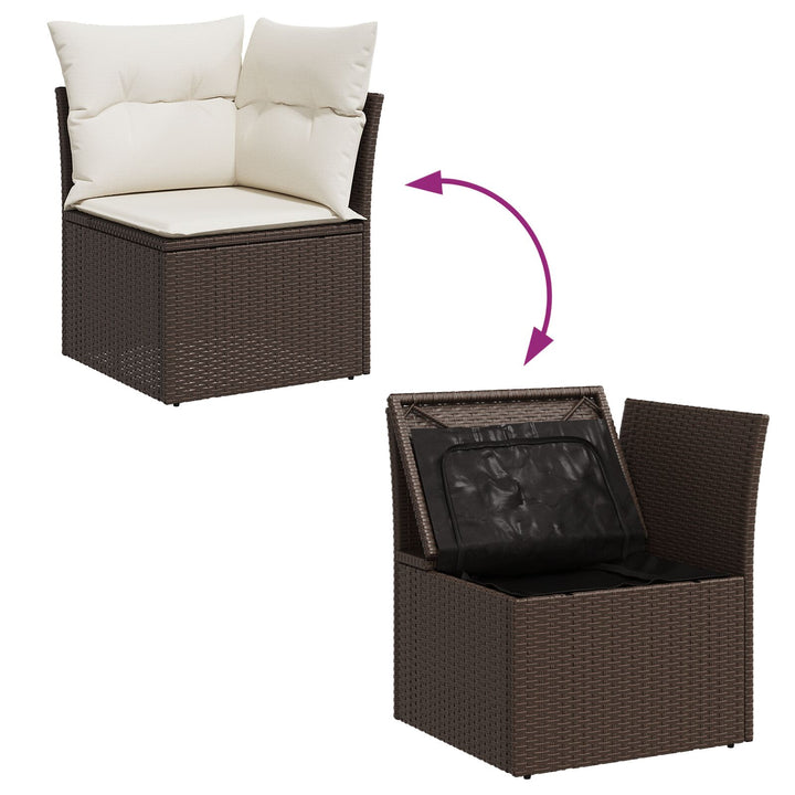 11 delers have sofa sæt med puder brun poly rattan