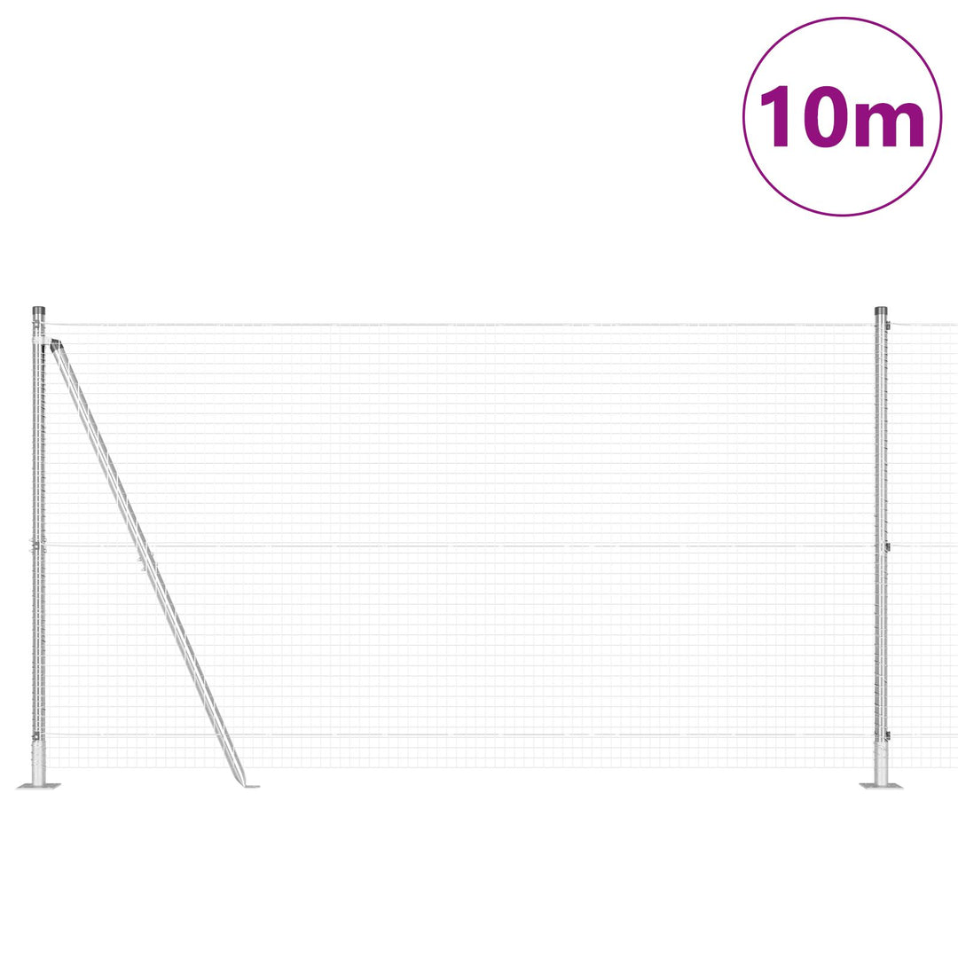 Vremmet trådhegn med 7 flangerede stolper 1.2x10 m galvaniseret stål
