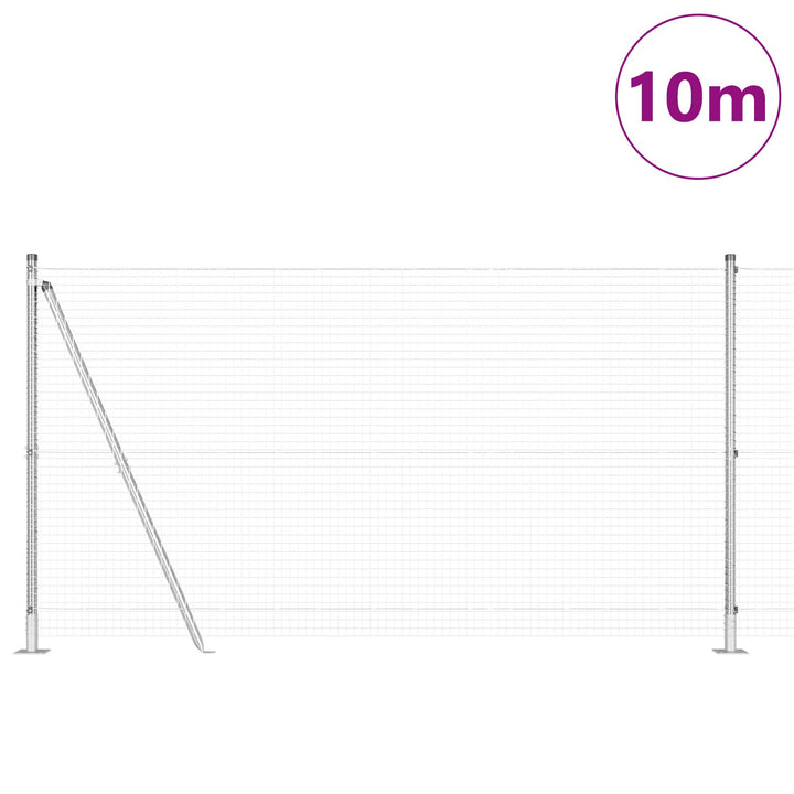 Vremmet trådhegn med 7 flangerede stolper 1.2x10 m galvaniseret stål