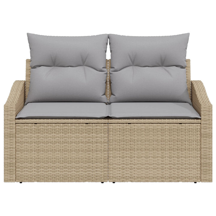2-personers have-sofa med opbevaring og puder beige poly rattan