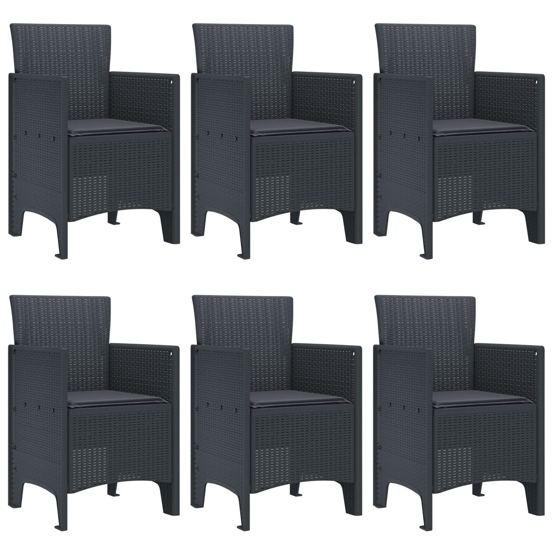 7 Stykker Havebord med pudebetræk Anthracite Poly Rattan