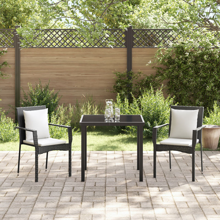 3-delt Have Spisesæt med puder Sort Poly Rattan
