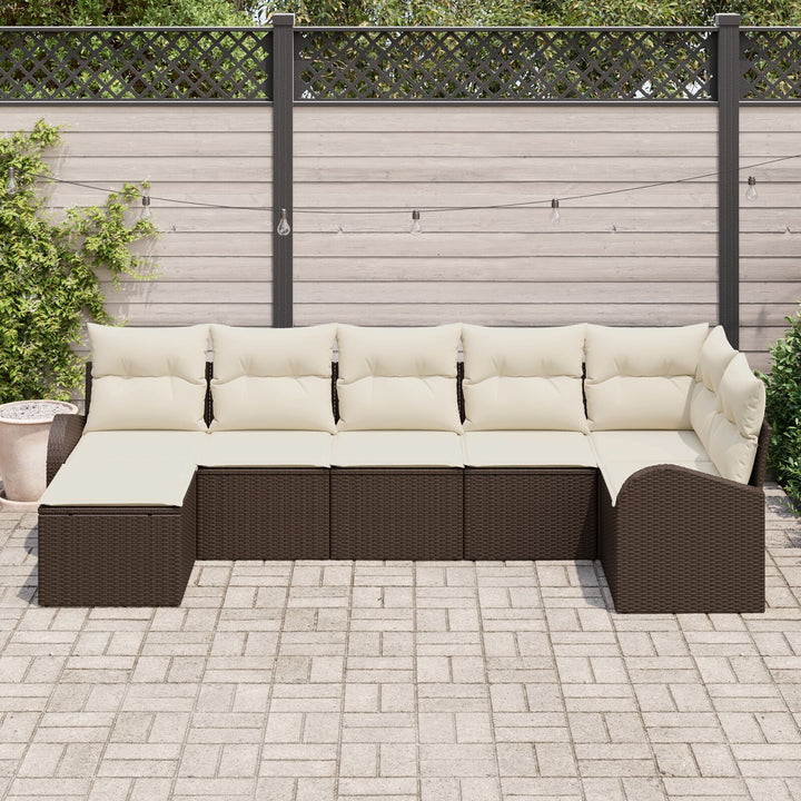 Have Sofa Sæt 7 Dele Brun Rattan Have Sofa Rektangulær