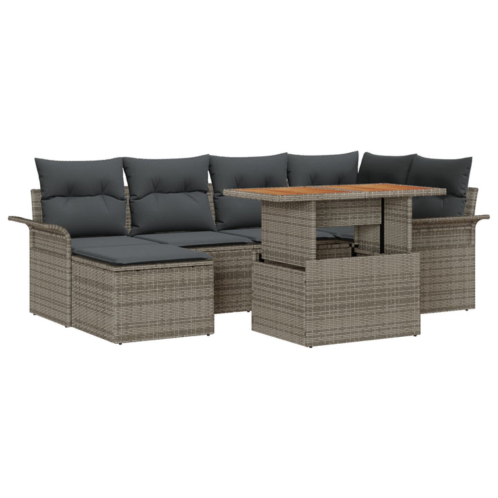 Have Sofa Sæt Sæt af 7 Grå Poly rattan, Stål, Glas