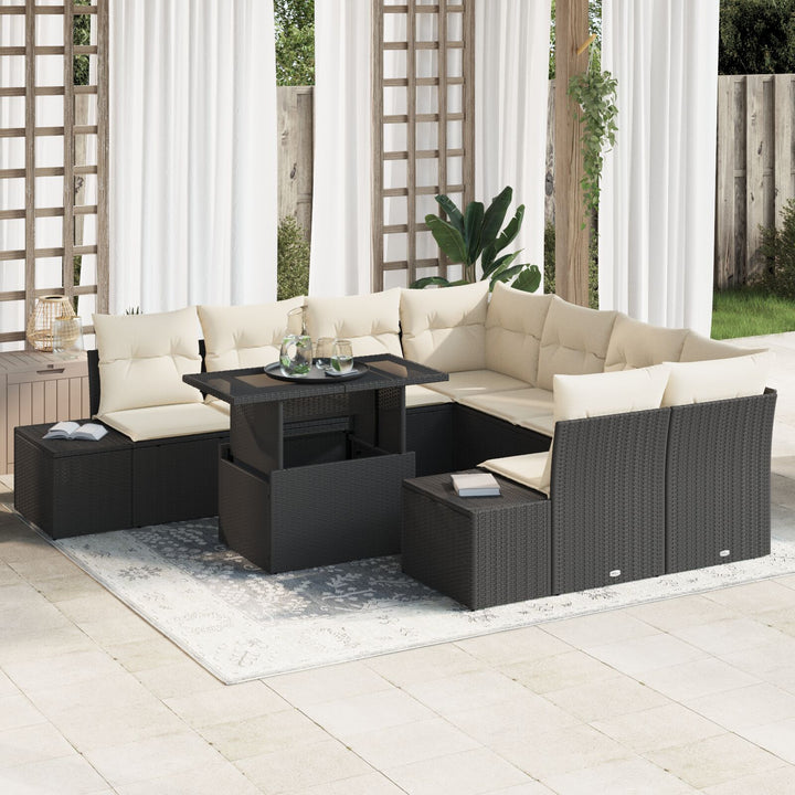 Have Sofa Sæt 9 Delt Beige Rattan Udendørs Sofa Sæt Rektangulær