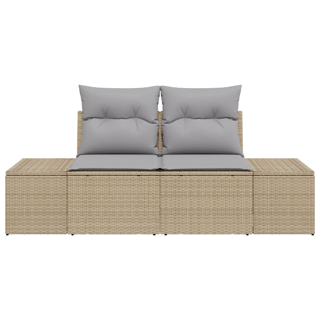 2-personers have sofa med opbevaring & puder Beige Poly Rattan