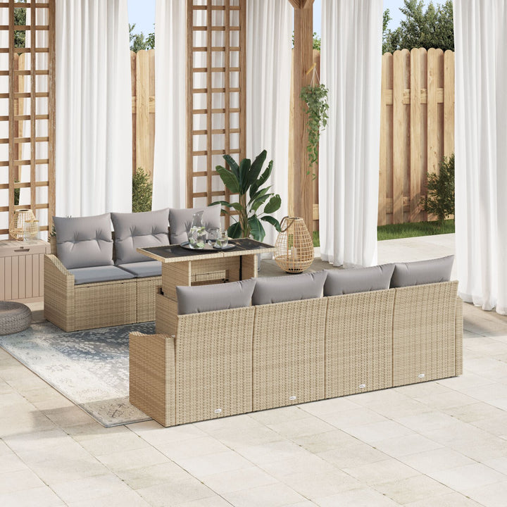 Have Sofa Sæt Sæt af 8 Beige Rattan 8 Dels Udendørs Sofa Sæt