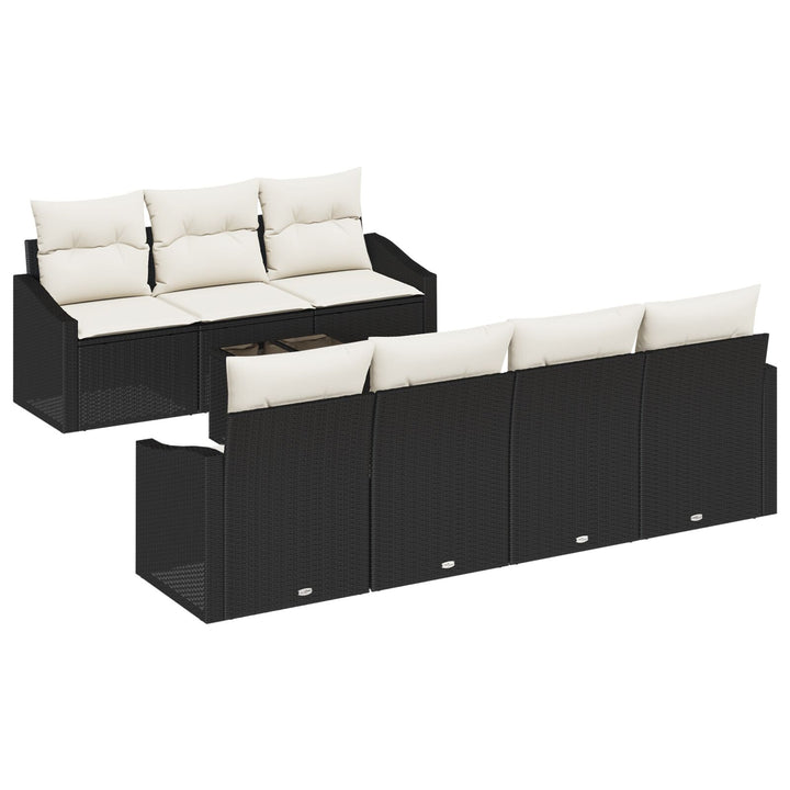 Havemøbel Sæt 8-delt Beige, Sort Rattan, Polyester Udendørs bord