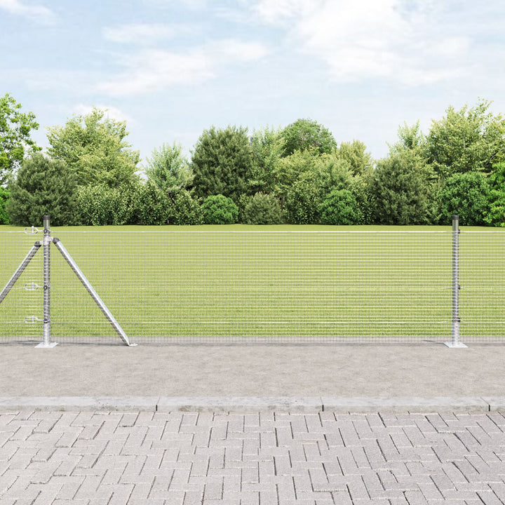 Svejsede Trådhegn med 13 Flangerede Stolper 0.6x100 m Galvaniseret Stål
