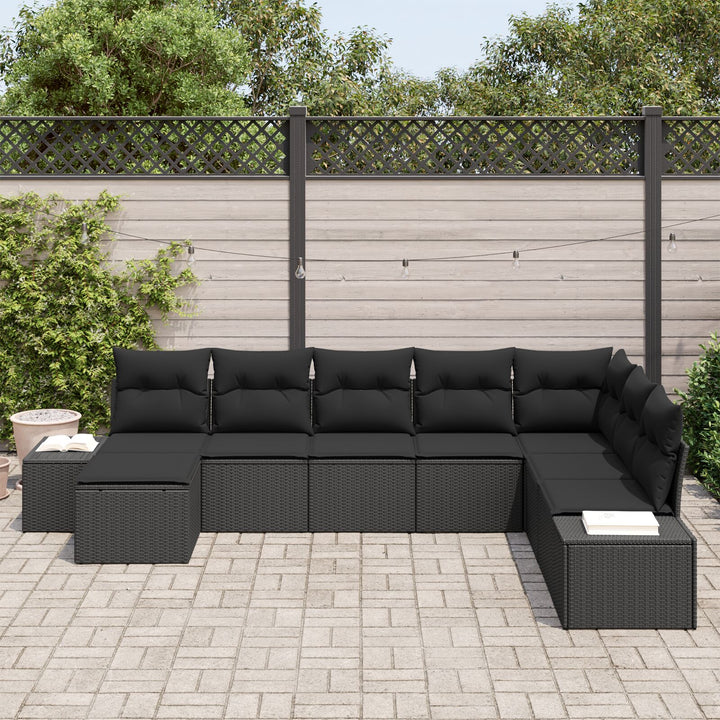 Have Sofa Sæt Sæt af 8 Sort Poly Rattan Udendørs Sofa