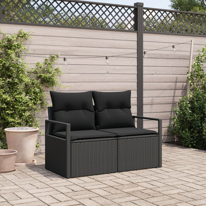 2-personers have sofa med puder sort poly rattan