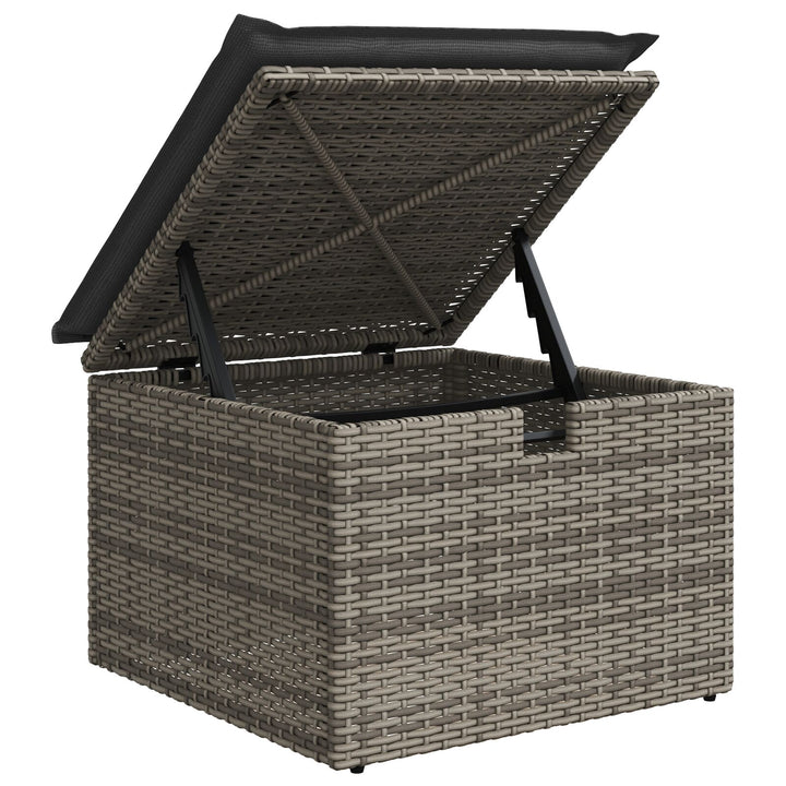 Have Sofa Sæt 7 Stk Grå Rattan, Polyester Have Sofa Sæt