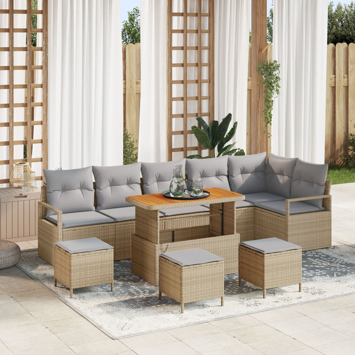 10 Delers Have Sofa Sæt med Hynder Beige Poly Rattan Acacia, vidaXL 2-Sæders Have Sofa med Opbevaring & Hynder Beige Poly Rattan, vidaXL 4 Stykker Have Spise Sæt med Hynder Beige Poly Rattan Acacia