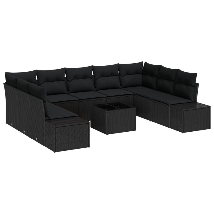 10 Stk Have Sofa Sæt med Puder Beige Poly Rattan