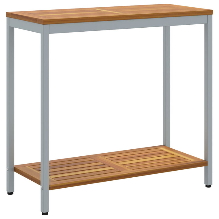 Udendørsbord Naturlig&Grå 35x80x75 cm Massivt Træ og Stål