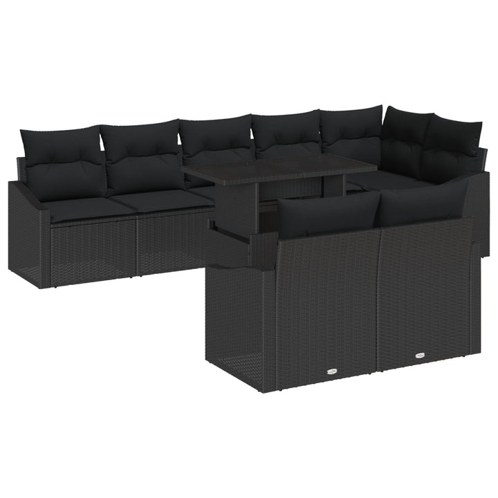 Have Sofa sæt Sæt af 9 Sort Rattan, Metal Have Sofa sæt