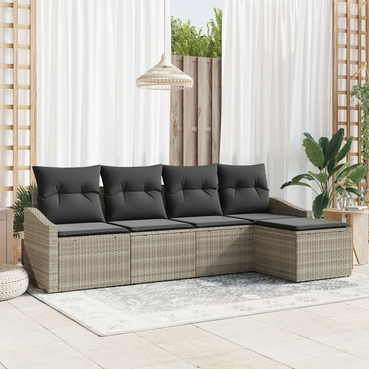Have Sofa Sæt 5 Dels Beige Rattan, Polyester Sektionalsofa