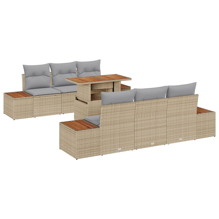 Have Sofa Sæt Sæt af 7 Beige, Grå, Brun Rattan, Glas, Skum