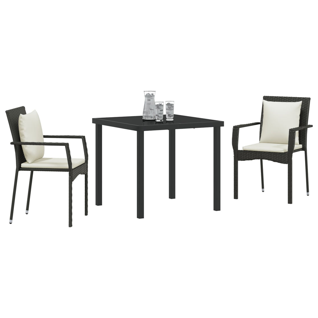 3-delt Have Spisesæt med puder Sort Poly Rattan