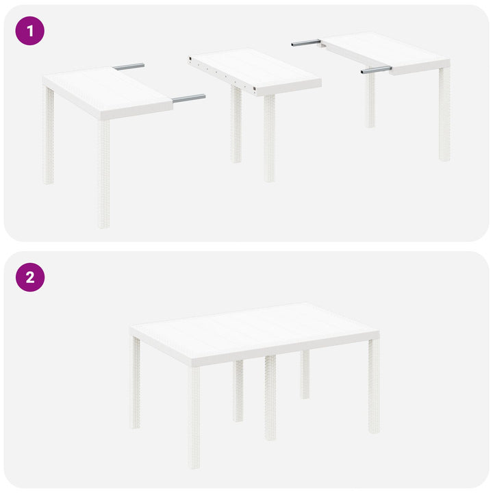 5 Delt Have Spisebord Sæt Hvid Poly Rattan
