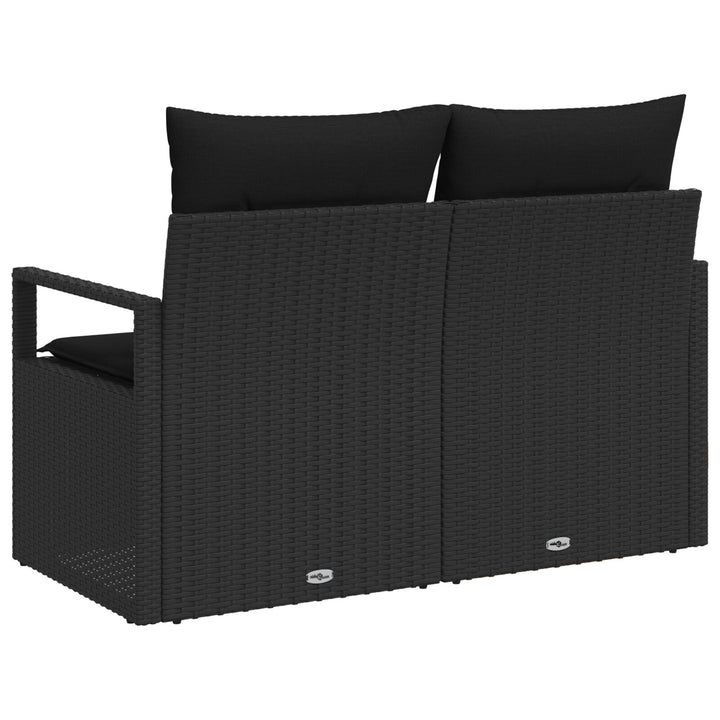 2-personers have sofa med puder sort poly rattan