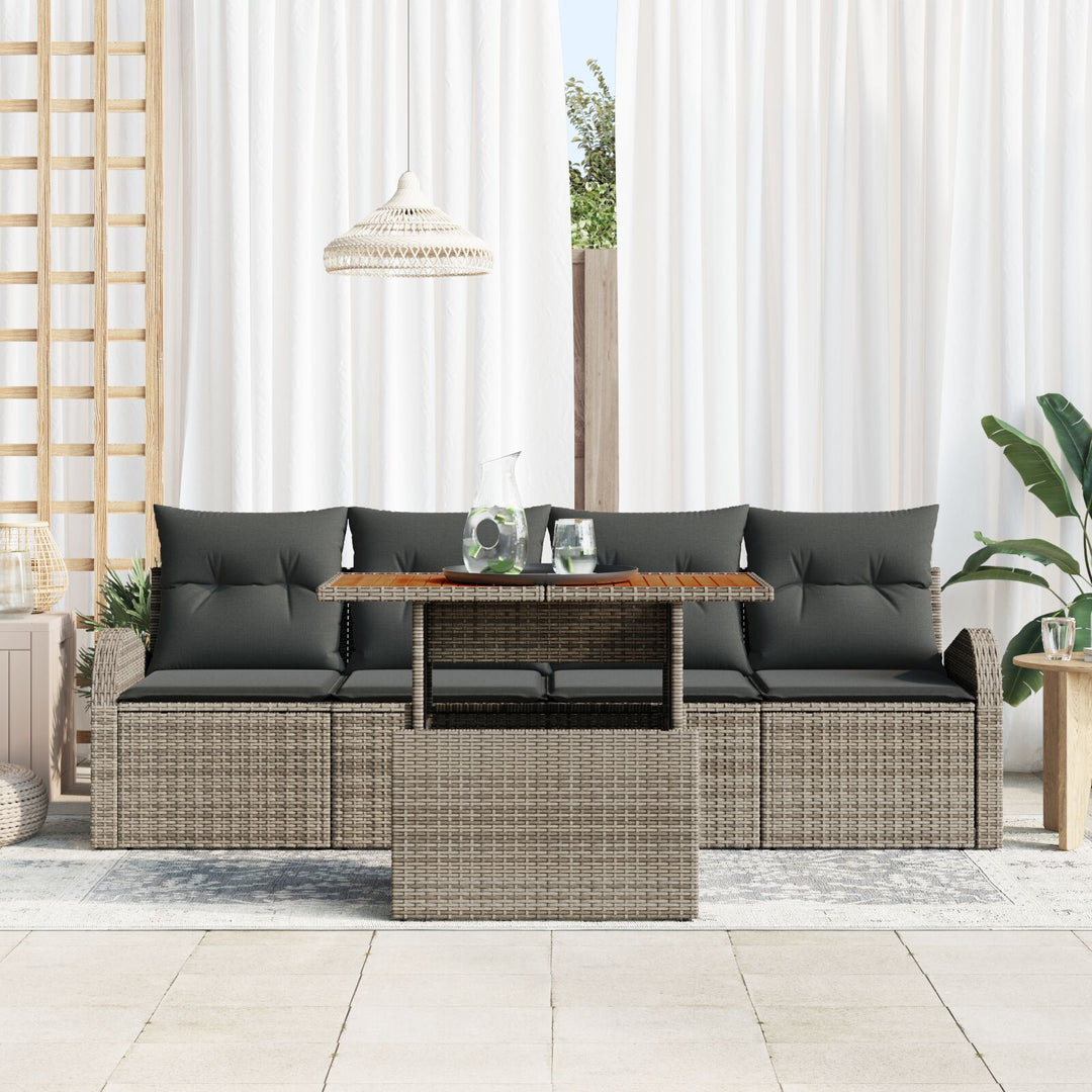 Have Sofa Sæt Sæt af 5 Grå Rattan Have Sofaer Rektangulær