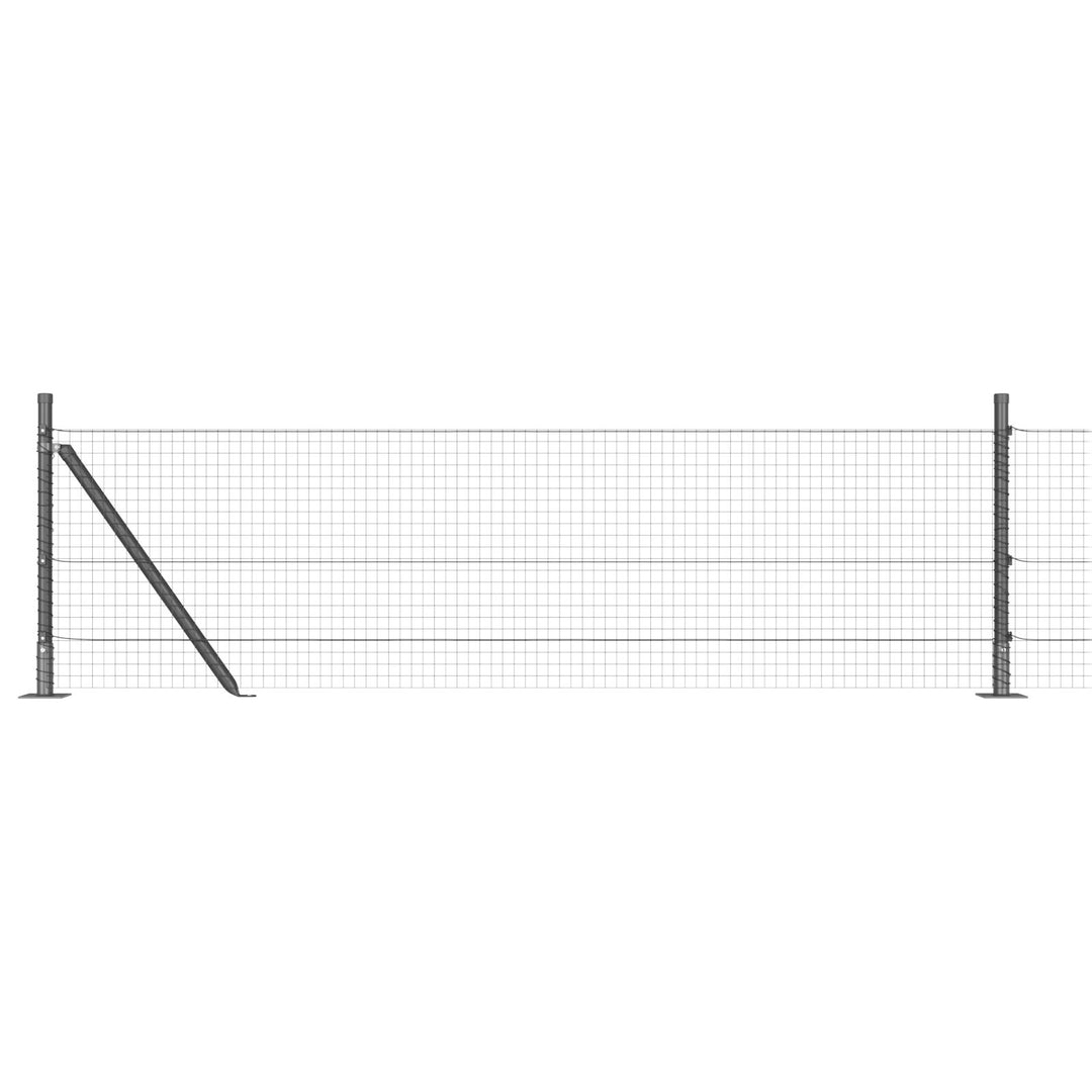 Vinklet Trådfence med 7 Flangestolper Grå 0.6x100 m Stål