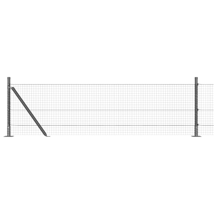 Vinklet Trådfence med 7 Flangestolper Grå 0.6x100 m Stål
