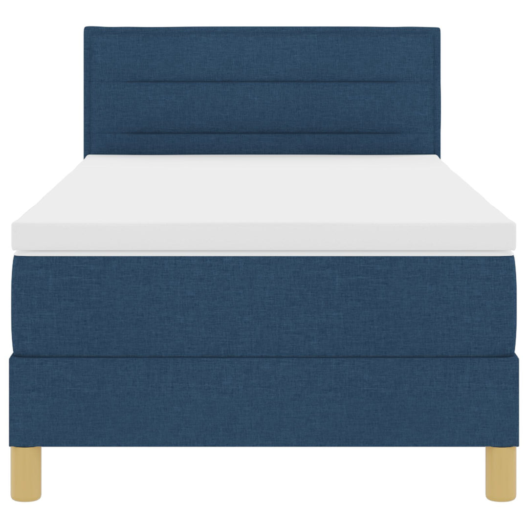 Blå Box Spring Seng med Madras 90x190 cm Stof