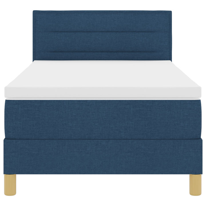 Blå Box Spring Seng med Madras 90x190 cm Stof